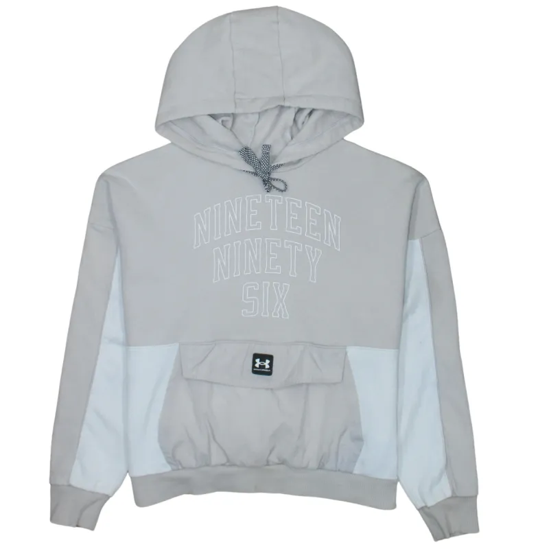 Under Armour Beige Cream Hoodie Men's Medium Embroidered Nineteen Ninety Six Front Pocket Sweatshirt made by Under Armour