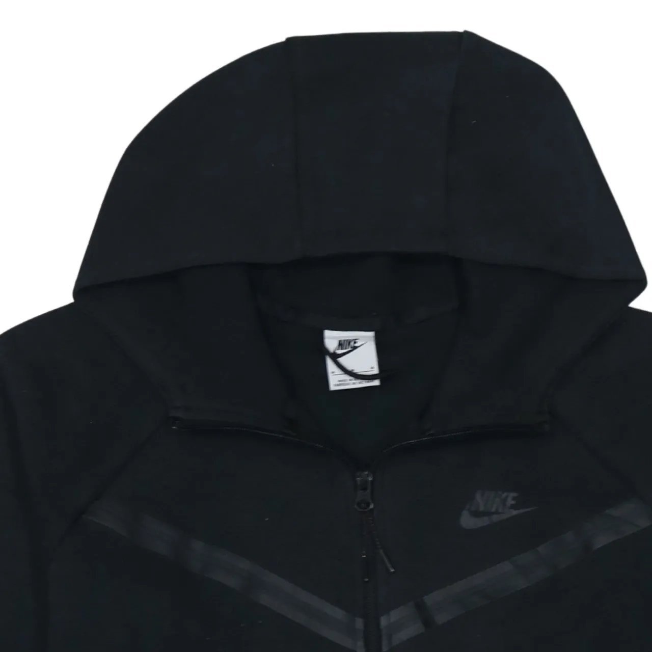 Nike Black Full Zip Hoodie Women’s Medium Chevron Tape Embroidered Logo Sweatshirt sold by Vintage Club product image thumbnail 3