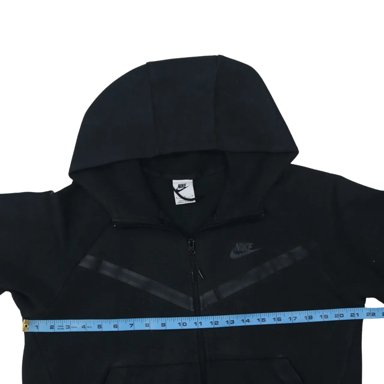 Nike Black Full Zip Hoodie Women’s Medium Chevron Tape Embroidered Logo Sweatshirt sold by Vintage Club product image thumbnail 5