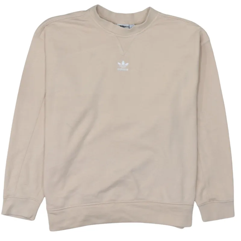 Adidas Beige Cream Sweatshirt Women’s XSmall Embroidered Trefoil Logo Crewneck Pullover Top sold by Vintage Club