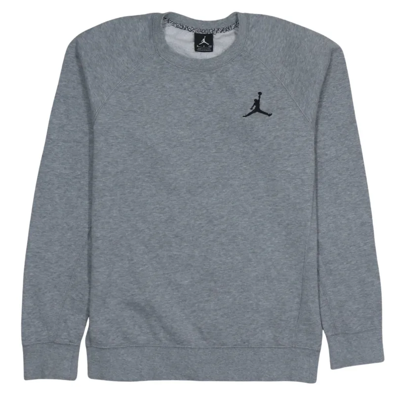 Jordan Grey Sweatshirt Men's Small Embroidered Jumpman Logo Crewneck Pullover Fleece Top sold by Vintage Club