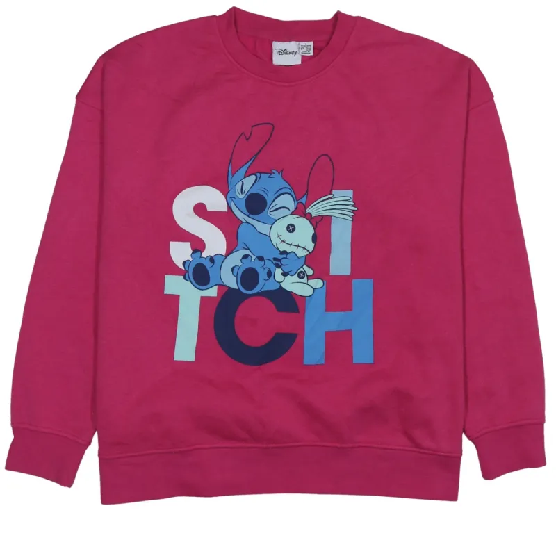 Disney Pink Stitch Sweatshirt Women’s Large Printed Graphic Crewneck Pullover Fleece Top sold by Vintage Club