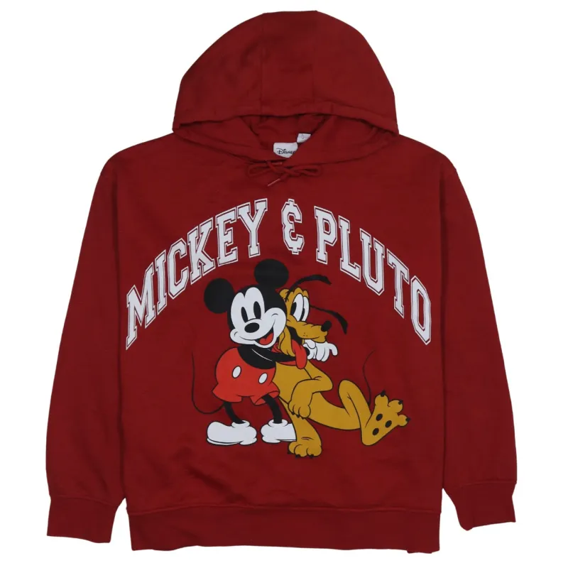 Disney Red Hoodie Women’s XLarge Printed Mickey Pluto Graphic Pullover Sweatshirt sold by Vintage Club
