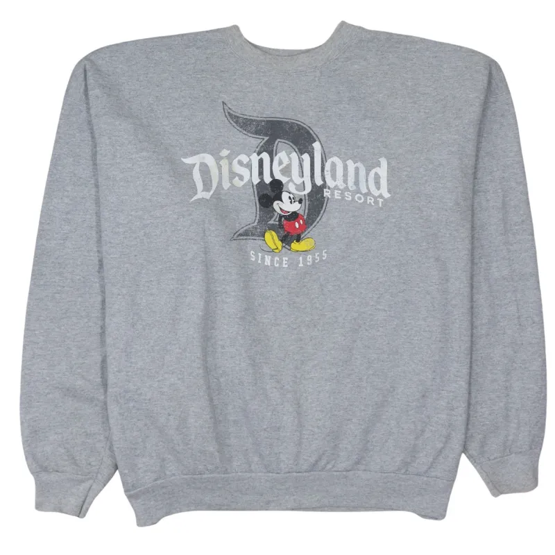 Disney Grey Sweatshirt Men's XXLarge Printed Disneyland Mickey Graphic Crewneck Pullover Fleece Top sold by Vintage Club