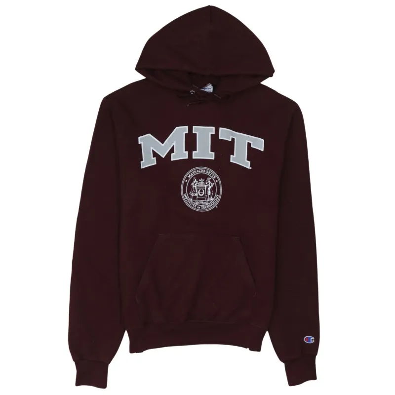 Champion Burgundy Red Hoodie Women's Small MIT Printed Logo Fleece Pullover Sweatshirt sold by Vintage Club