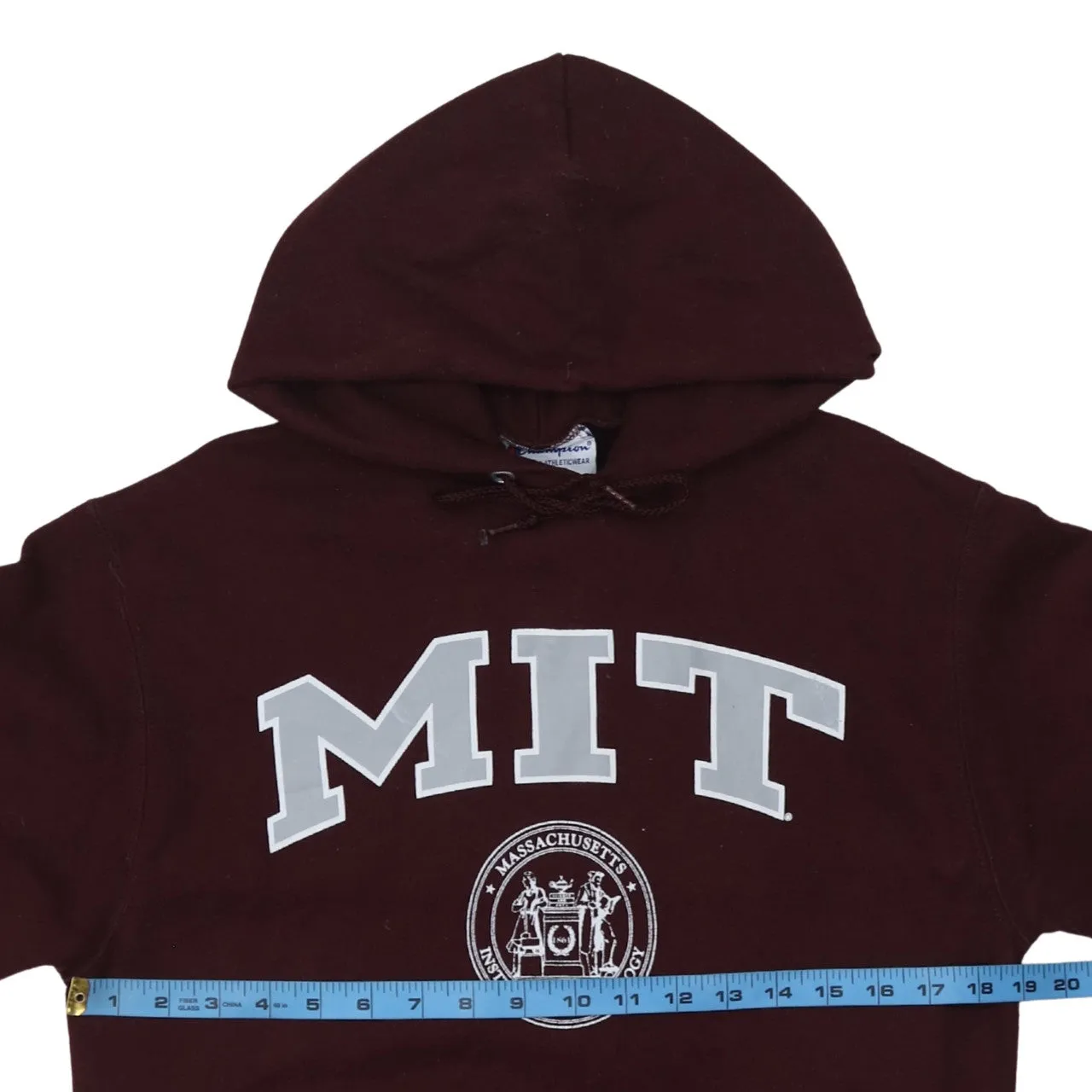 Champion Burgundy Red Hoodie Women's Small MIT Printed Logo Fleece Pullover Sweatshirt sold by Vintage Club product image thumbnail 5
