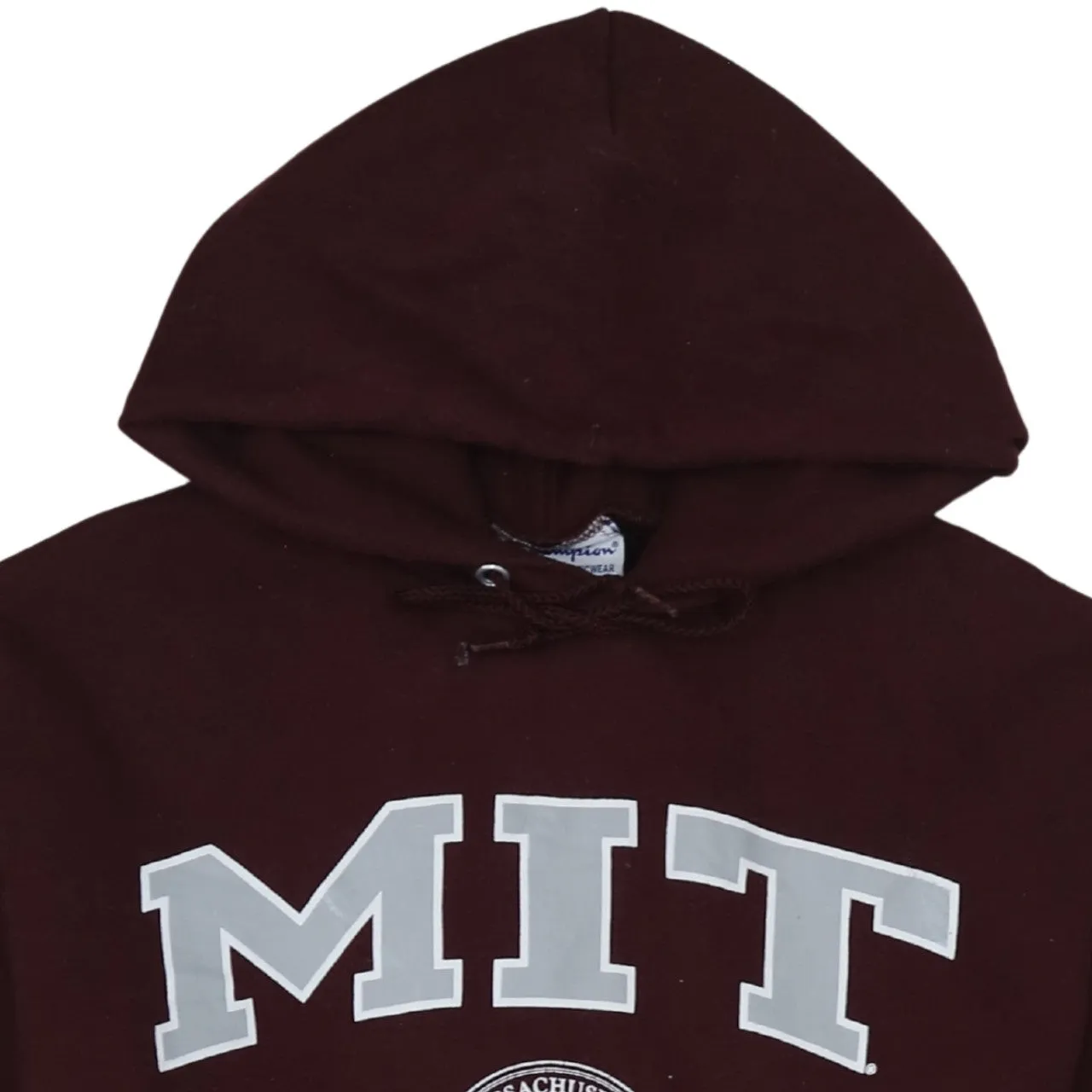 Champion Burgundy Red Hoodie Women's Small MIT Printed Logo Fleece Pullover Sweatshirt sold by Vintage Club product image thumbnail 3