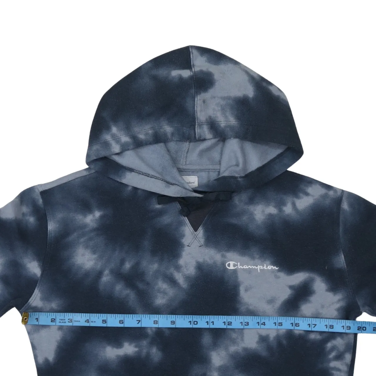 Champion Navy Tie Dye Hoodie Women's Small Embroidered Chest Logo Front Pocket Pullover Sweatshirt sold by Vintage Club product image thumbnail 5
