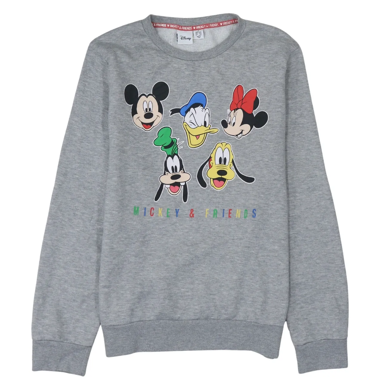 Disney Grey Sweatshirt Women's Medium Printed Mickey Friends Graphic Crewneck Pullover Top sold by Vintage Club