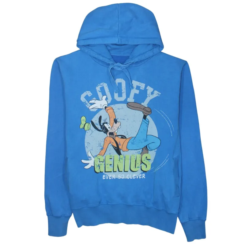 Disney Blue Hoodie Men's Large Goofy Genius Printed Graphic Pullover Sweatshirt Top sold by Vintage Club
