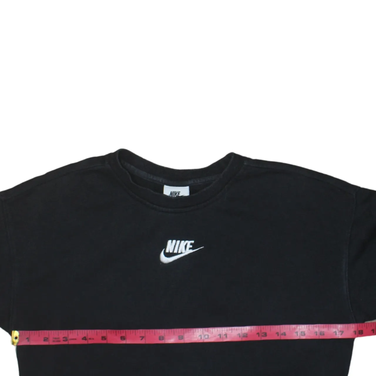 Nike Black Sweatshirt Women's Medium Embroidered Chest Swoosh Logo Crewneck Pullover sold by Vintage Club product image thumbnail 5