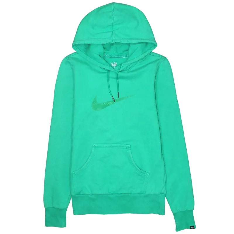 Nike Green Hoodie Women’s Medium Printed Swoosh Logo Front Pocket Pullover Sweatshirt sold by Vintage Club