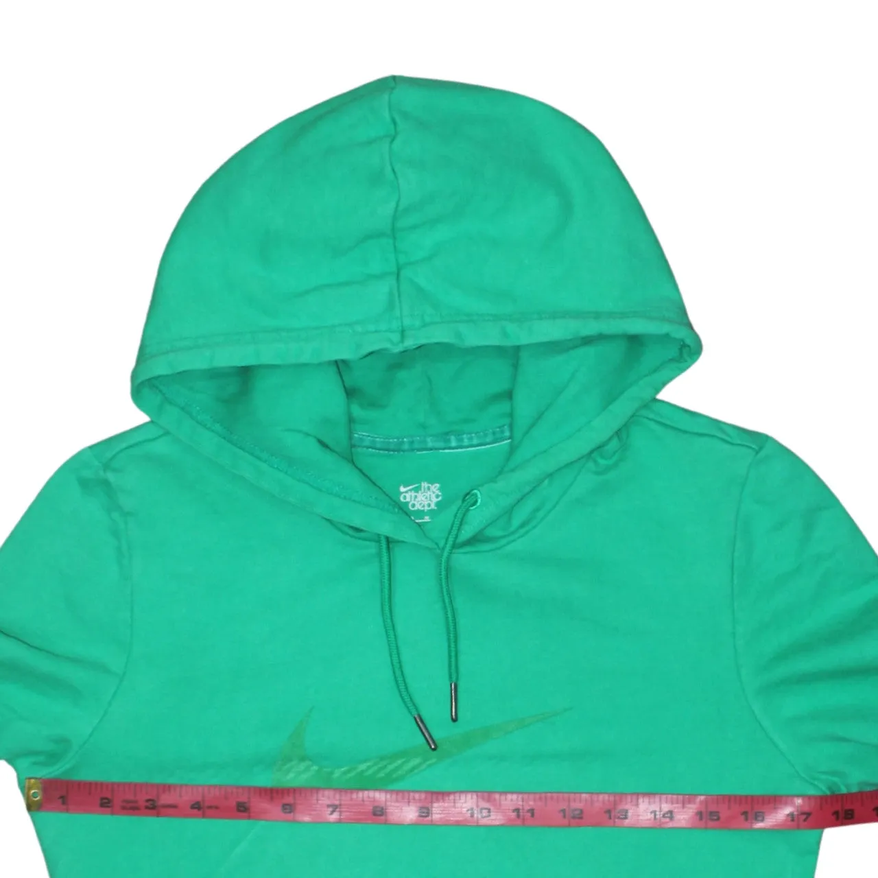 Nike Green Hoodie Women’s Medium Printed Swoosh Logo Front Pocket Pullover Sweatshirt sold by Vintage Club product image thumbnail 5