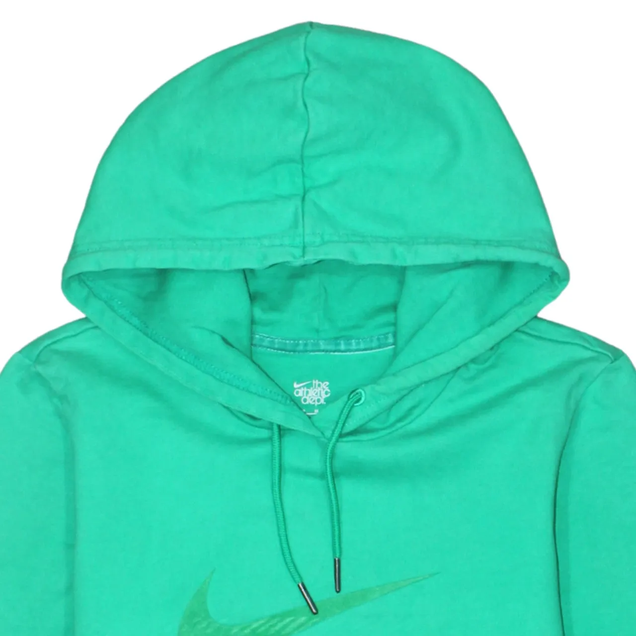 Nike Green Hoodie Women’s Medium Printed Swoosh Logo Front Pocket Pullover Sweatshirt sold by Vintage Club product image thumbnail 3