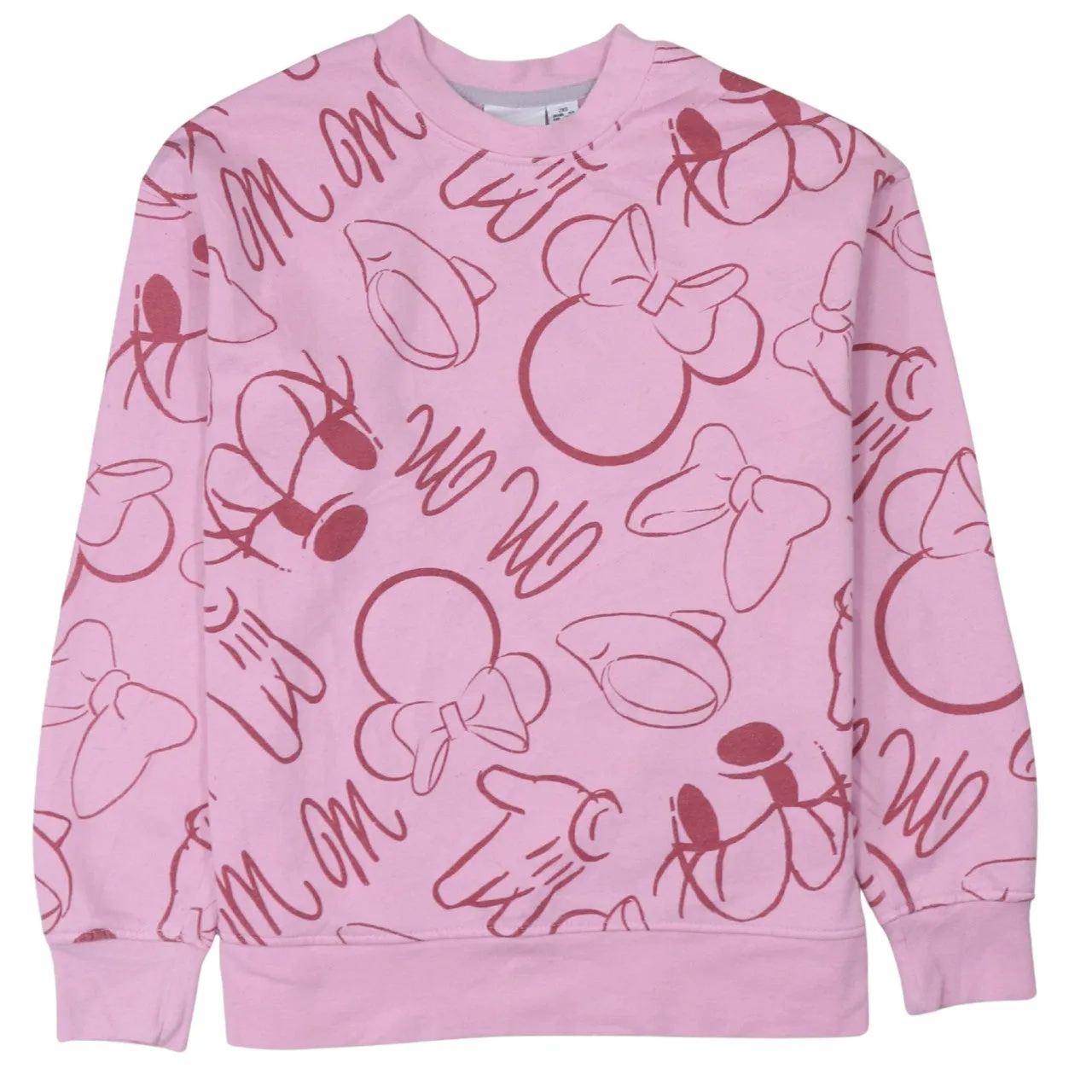Disney Pink Minnie Mouse Sweatshirt Women's XXSmall All Over Printed Graphic Pullover Top sold by Vintage Club