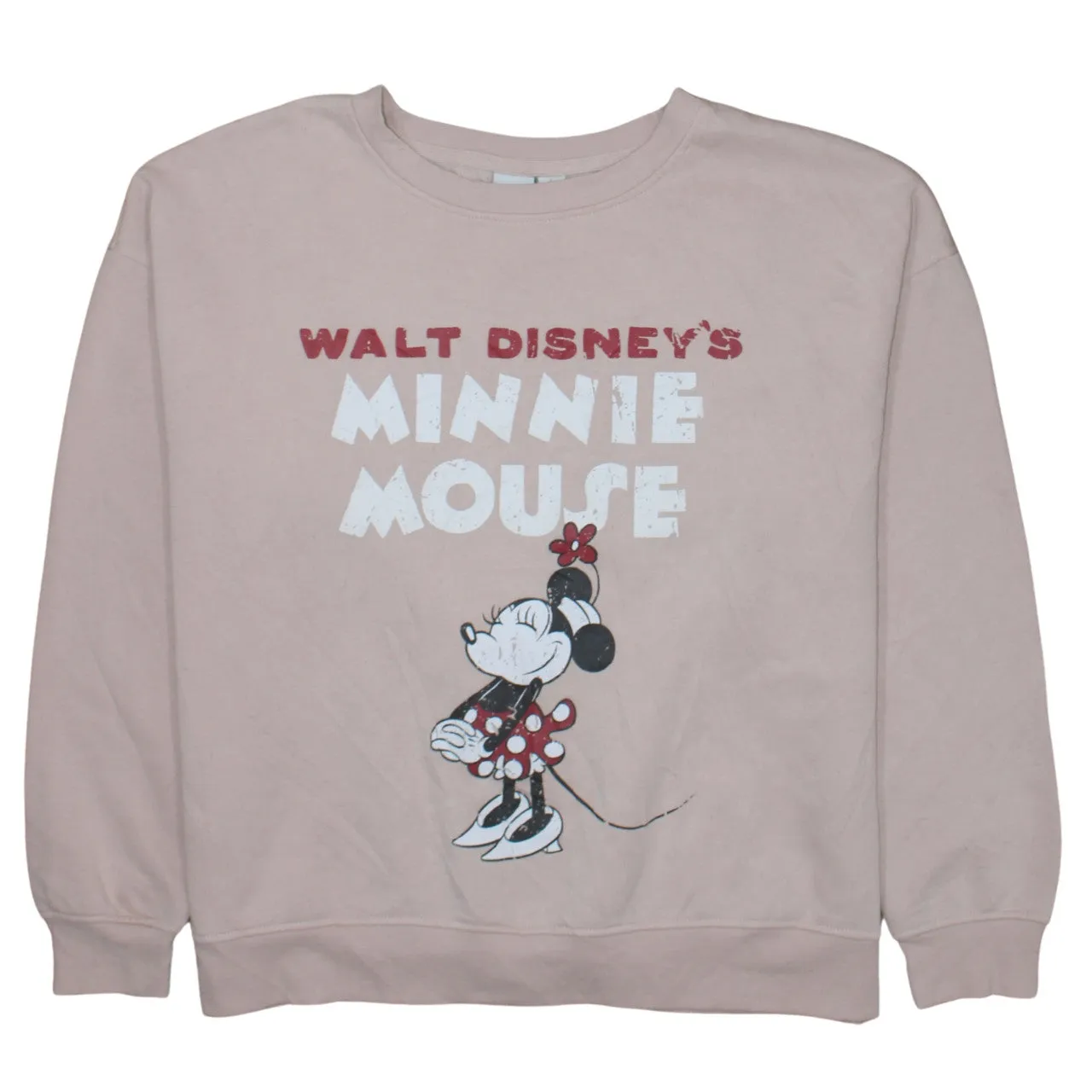 Disney Pink Minnie Mouse Sweatshirt Women’s Large Printed Graphic Crewneck Pullover Top sold by Vintage Club