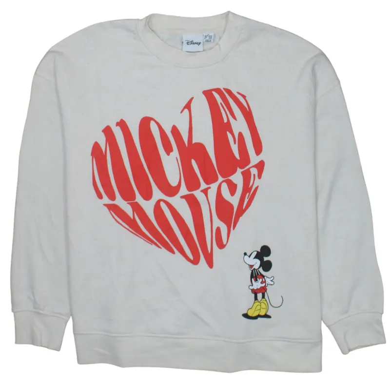 Disney Cream Sweatshirt Women’s XLarge Printed Mickey Mouse Heart Graphic Pullover Top sold by Vintage Club