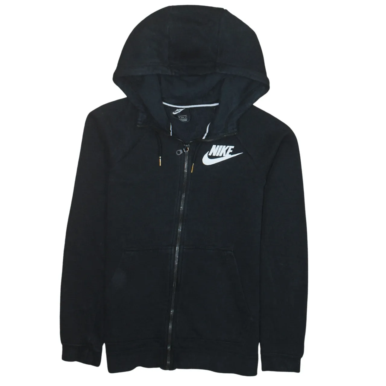 Nike Black Full Zip Hoodie Men's XSmall Printed Chest Logo Split Pocket Sweatshirt sold by Vintage Club