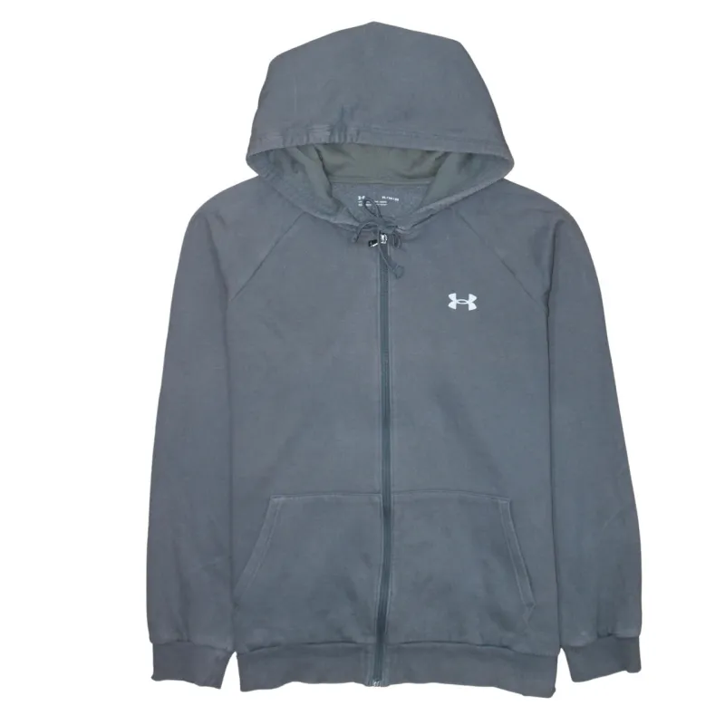 Under Armour Grey Full Zip Hoodie Men's XLarge Printed Logo Split Pocket Sweatshirt sold by Vintage Club