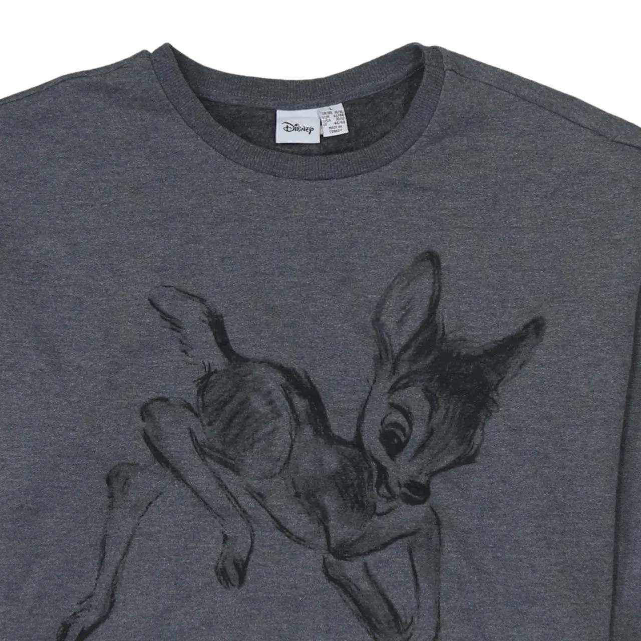 Disney Charcoal Grey Sweatshirt Women's Large Bambi Printed Graphic Crewneck Pullover Top sold by Vintage Club product image thumbnail 3