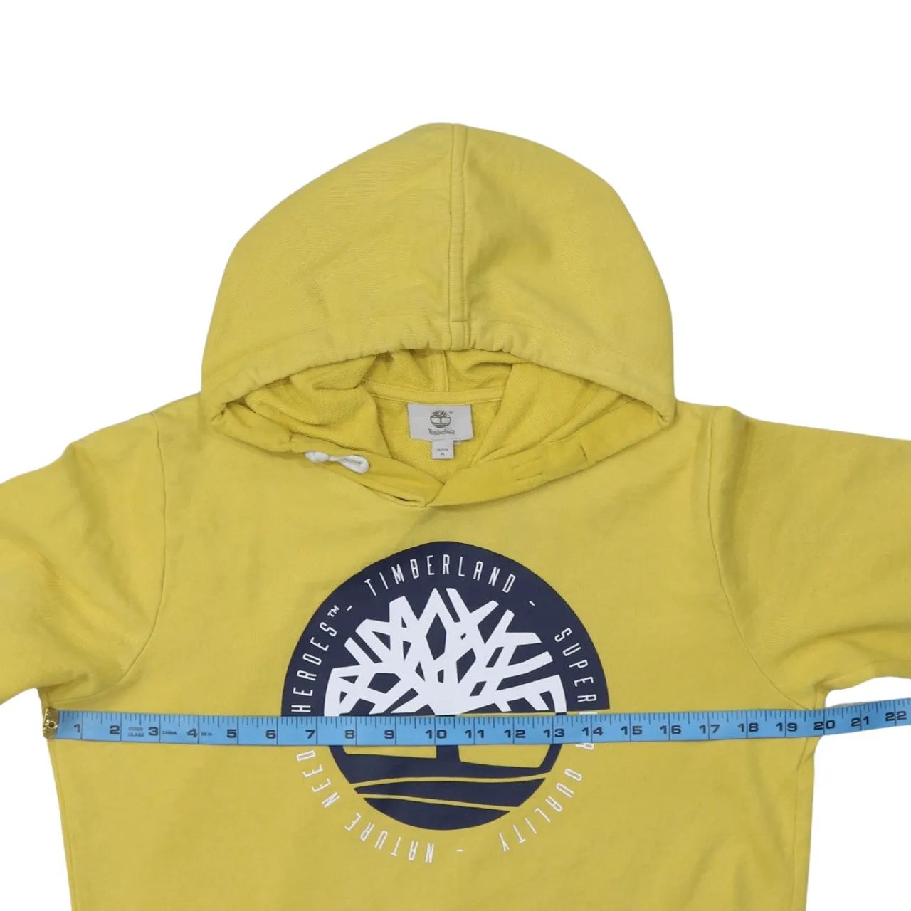 Timberland Yellow Hoodie Women’s Medium Printed Tree Logo Front Pocket Pullover Sweatshirt sold by Vintage Club product image thumbnail 5