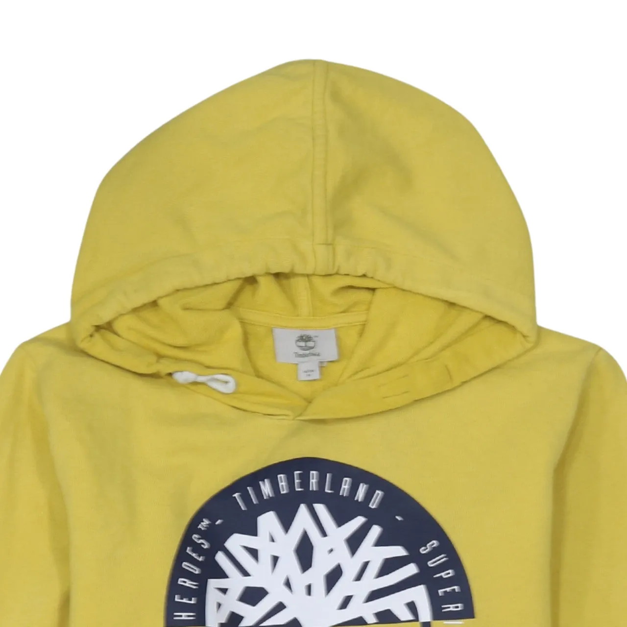 Timberland Yellow Hoodie Women’s Medium Printed Tree Logo Front Pocket Pullover Sweatshirt sold by Vintage Club product image thumbnail 3