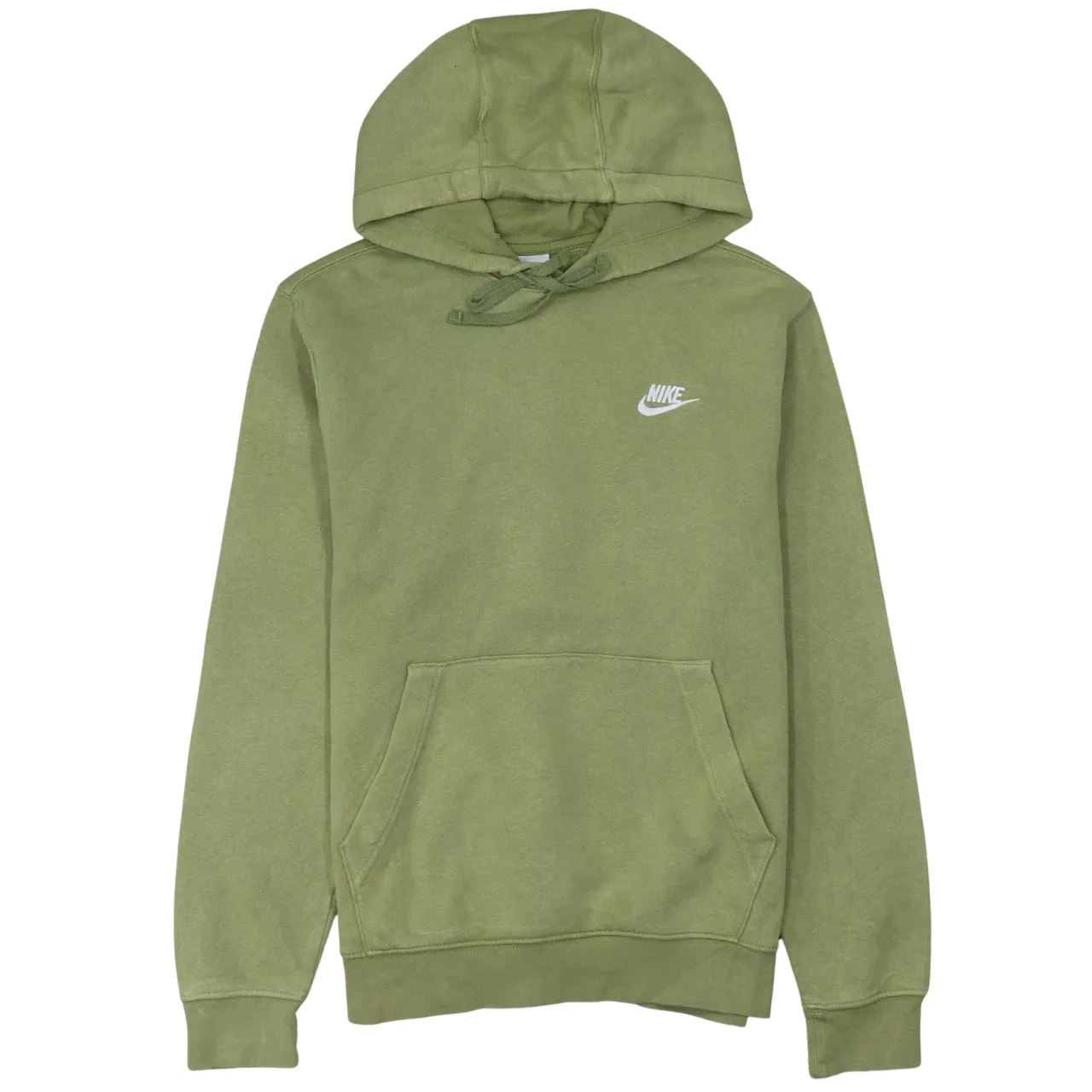Nike Olive Green Hoodie Men's Small Embroidered Swoosh Logo Front Pocket Pullover Sweatshirt sold by Vintage Club