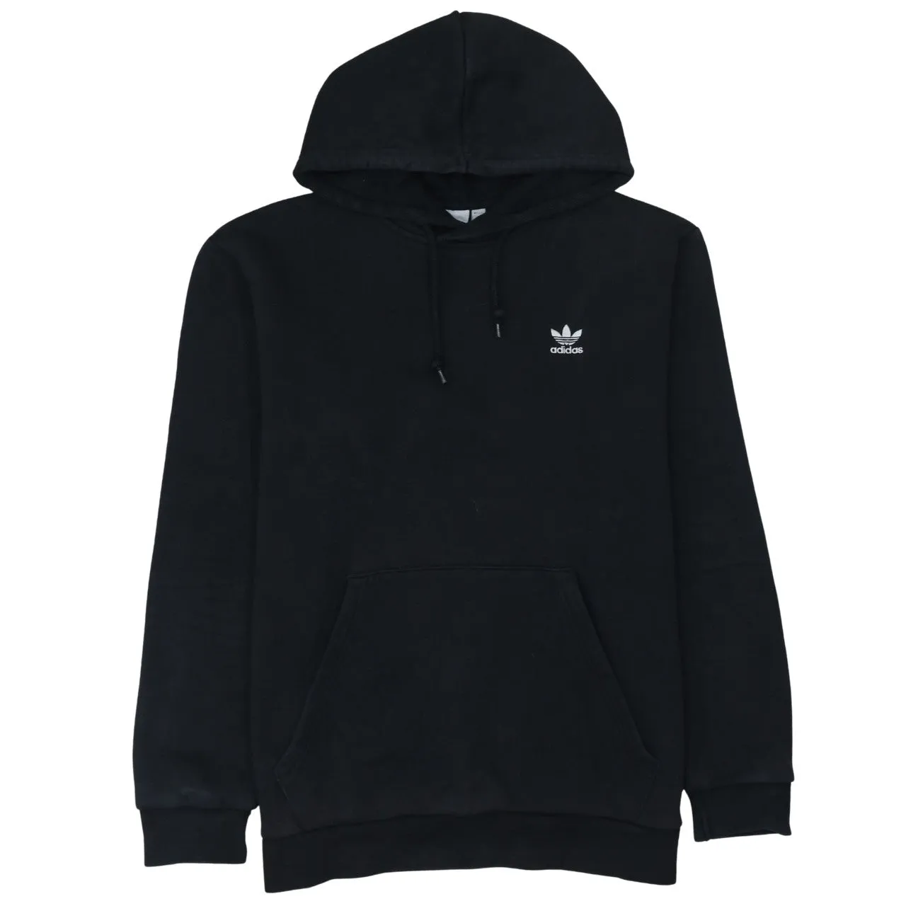 Adidas Black Hoodie Men's Large Embroidered Trefoil Logo Front Pouch Pullover Sweatshirt sold by Vintage Club