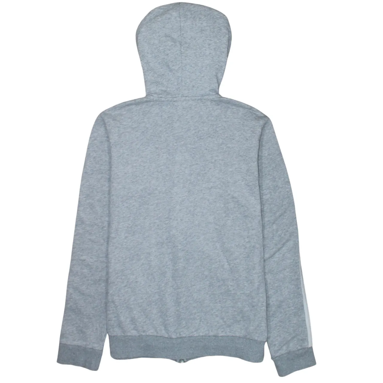 Adidas Grey Full Zip Hoodie Women's Small Three Stripe Sleeves Printed Logo Sweatshirt sold by Vintage Club product image thumbnail 2