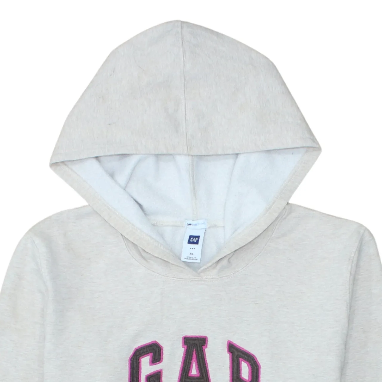 Gap Beige Cream Hoodie Women's XLarge Embroidered Logo Front Pouch Fleece Pullover Sweatshirt sold by Vintage Club product image thumbnail 3