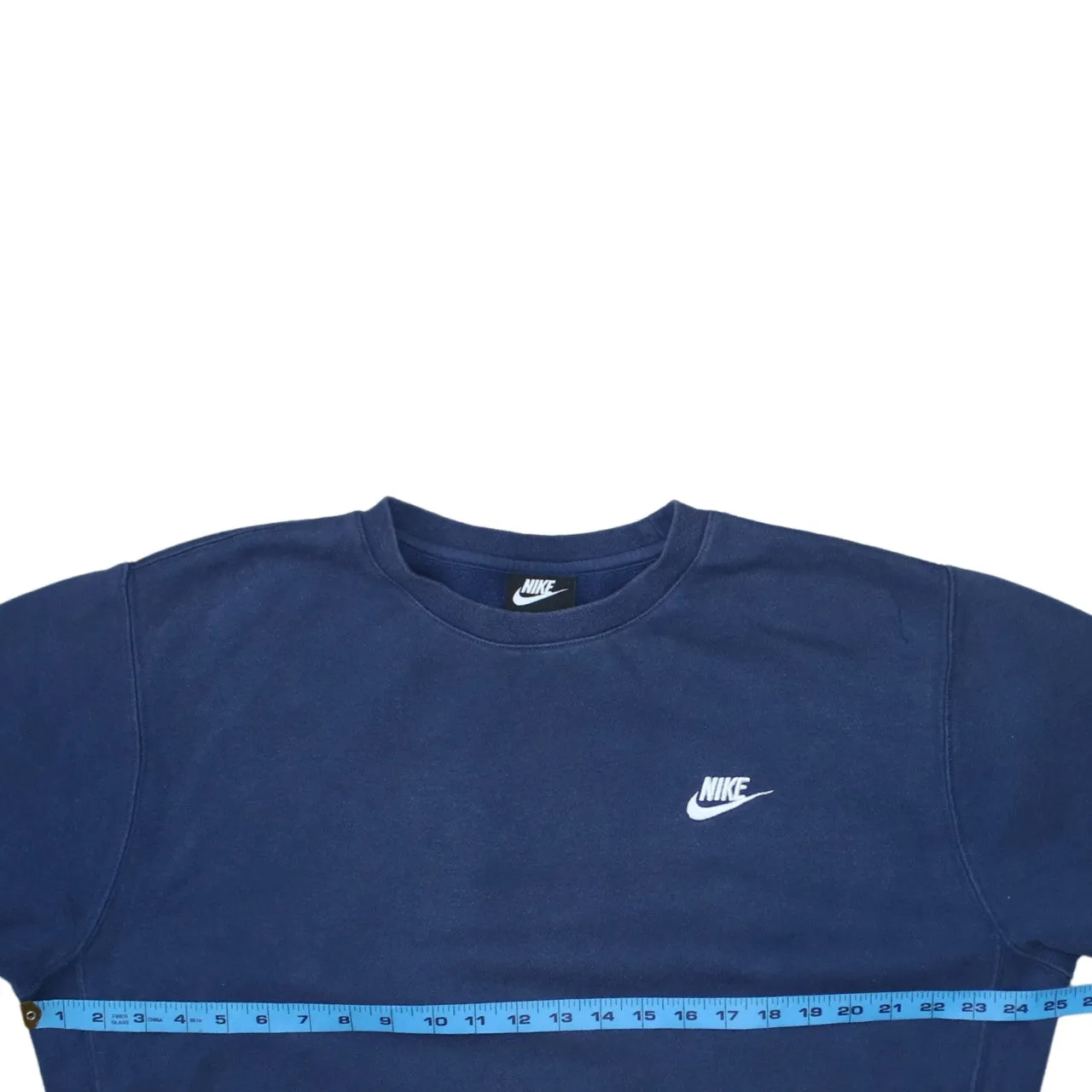 Nike Navy Blue Sweatshirt Men's Large Embroidered Swoosh Logo Crewneck Pullover Fleece Top sold by Vintage Club product image thumbnail 5
