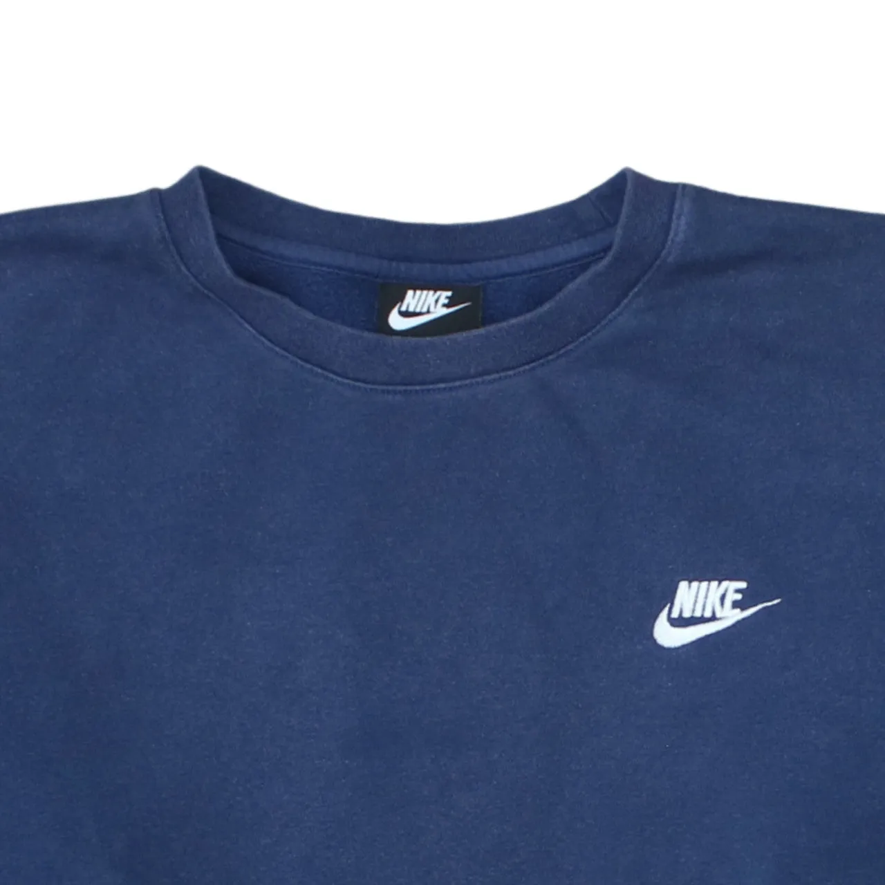 Nike Navy Blue Sweatshirt Men's Large Embroidered Swoosh Logo Crewneck Pullover Fleece Top sold by Vintage Club product image thumbnail 3