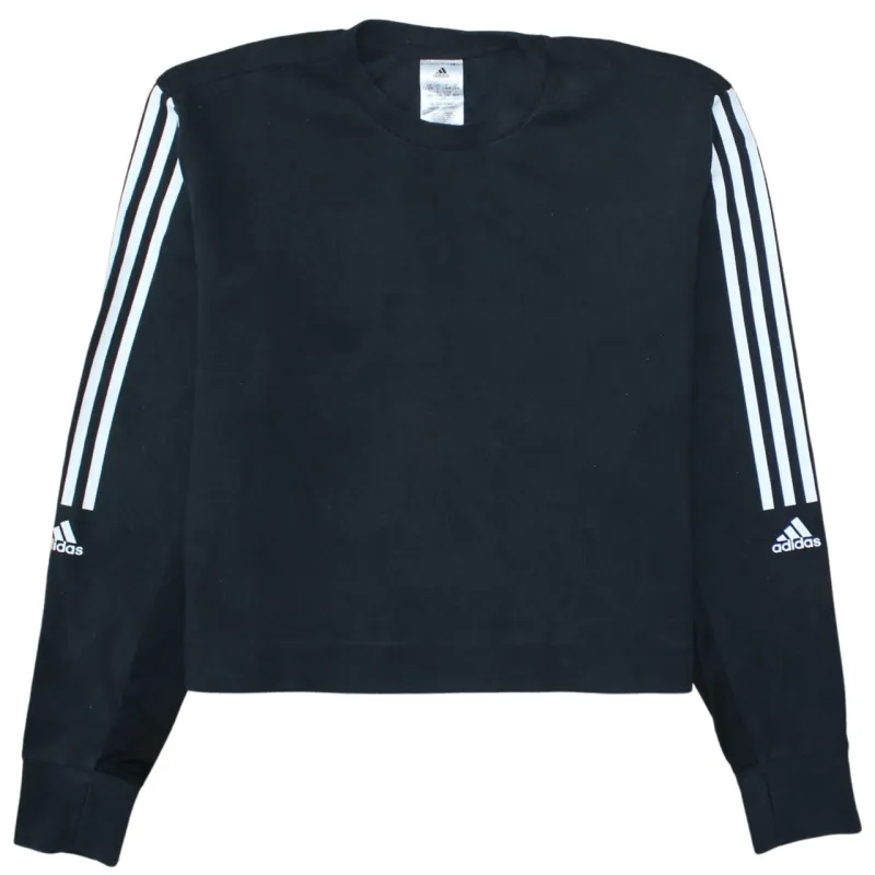 Adidas Black Sweatshirt Women’s Large Three Stripe Sleeves Printed Logo Pullover Top sold by Vintage Club
