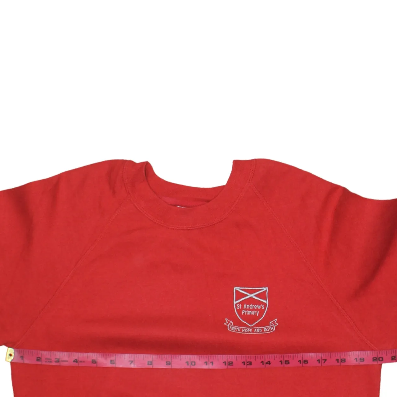 Russell Athletic Red Sweatshirt Men's XSmall Embroidered School Crest Fleece Pullover Jumper sold by Vintage Club product image thumbnail 5