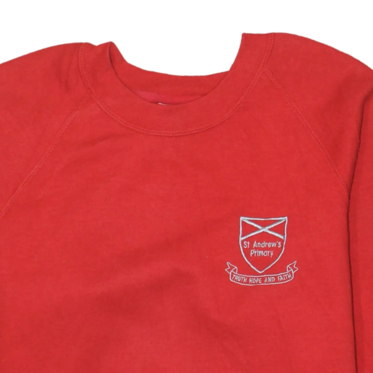 Russell Athletic Red Sweatshirt Men's XSmall Embroidered School Crest Fleece Pullover Jumper sold by Vintage Club product image thumbnail 3