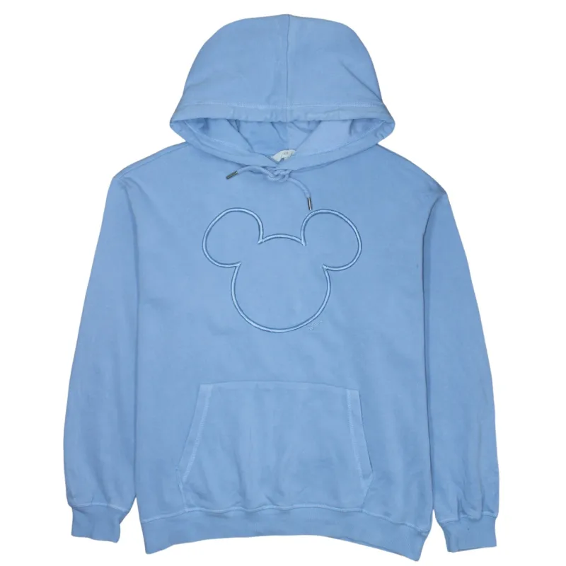 Disney Light Blue Hoodie Men's Medium Embroidered Mickey Outline Front Pocket Pullover Sweatshirt sold by Vintage Club