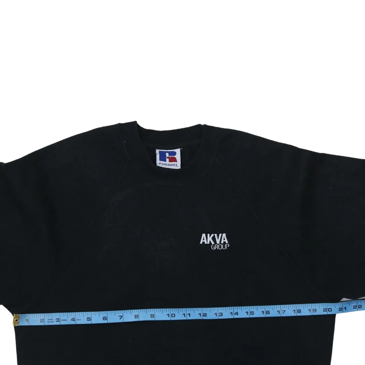 Russell Athletic Black Sweatshirt Men's Medium Embroidered AKVA Logo Crewneck Pullover Fleece Top sold by Vintage Club product image thumbnail 5