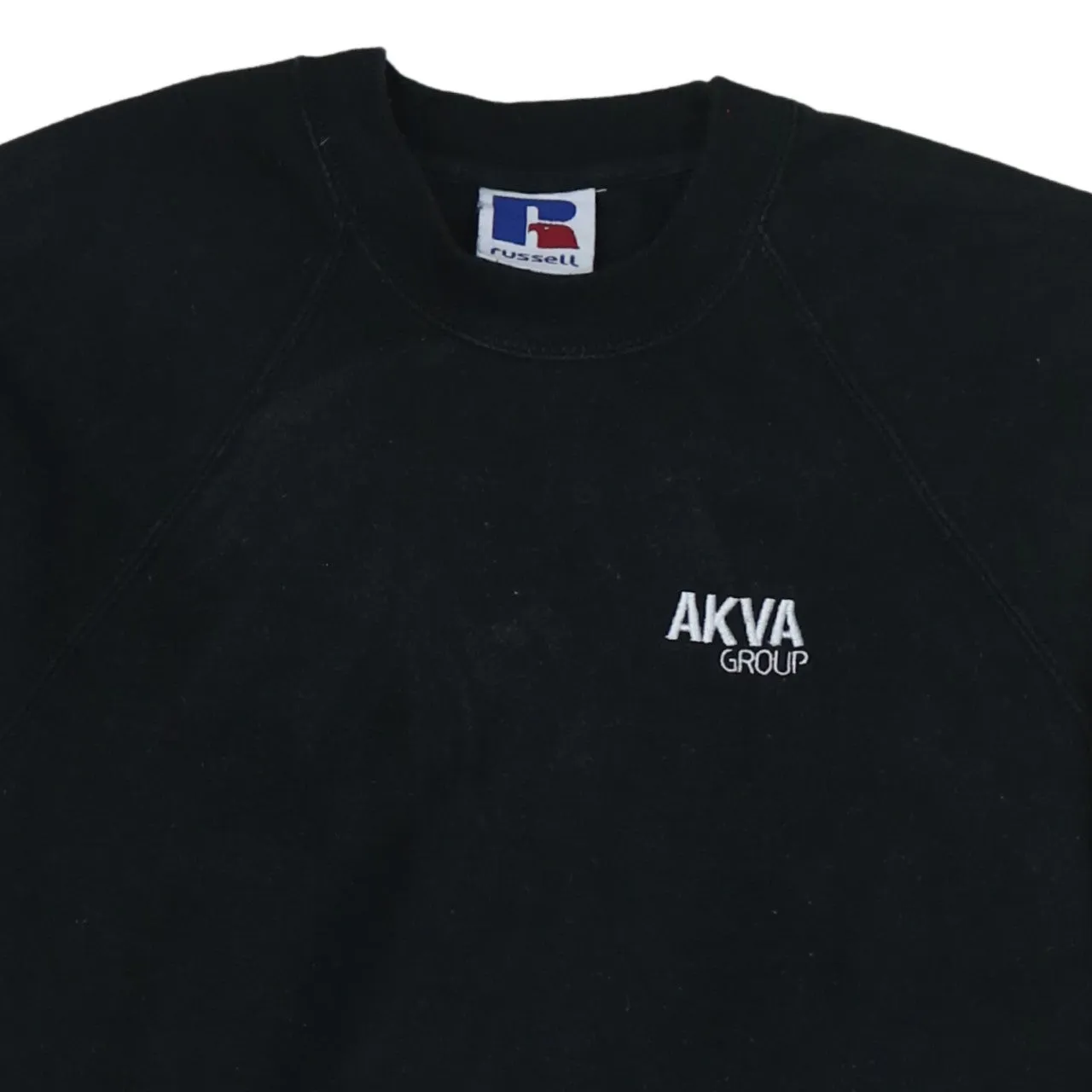 Russell Athletic Black Sweatshirt Men's Medium Embroidered AKVA Logo Crewneck Pullover Fleece Top sold by Vintage Club product image thumbnail 3
