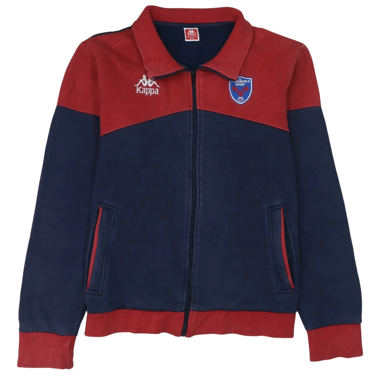 Kappa Navy Red Jacket Men's Medium Embroidered Logos Zip Front Ribbed Hem Track Top sold by Vintage Club