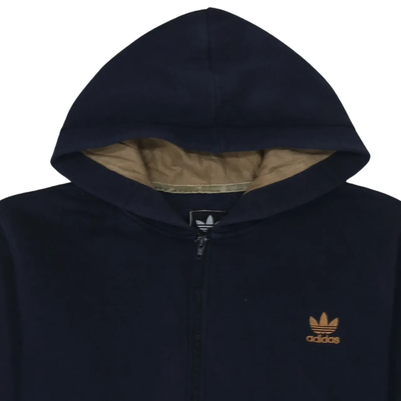 Adidas Navy Blue Full Zip Hoodie Women’s Large Trefoil Embroidered Logo Elbow Patch Sweatshirt sold by Vintage Club product image thumbnail 3