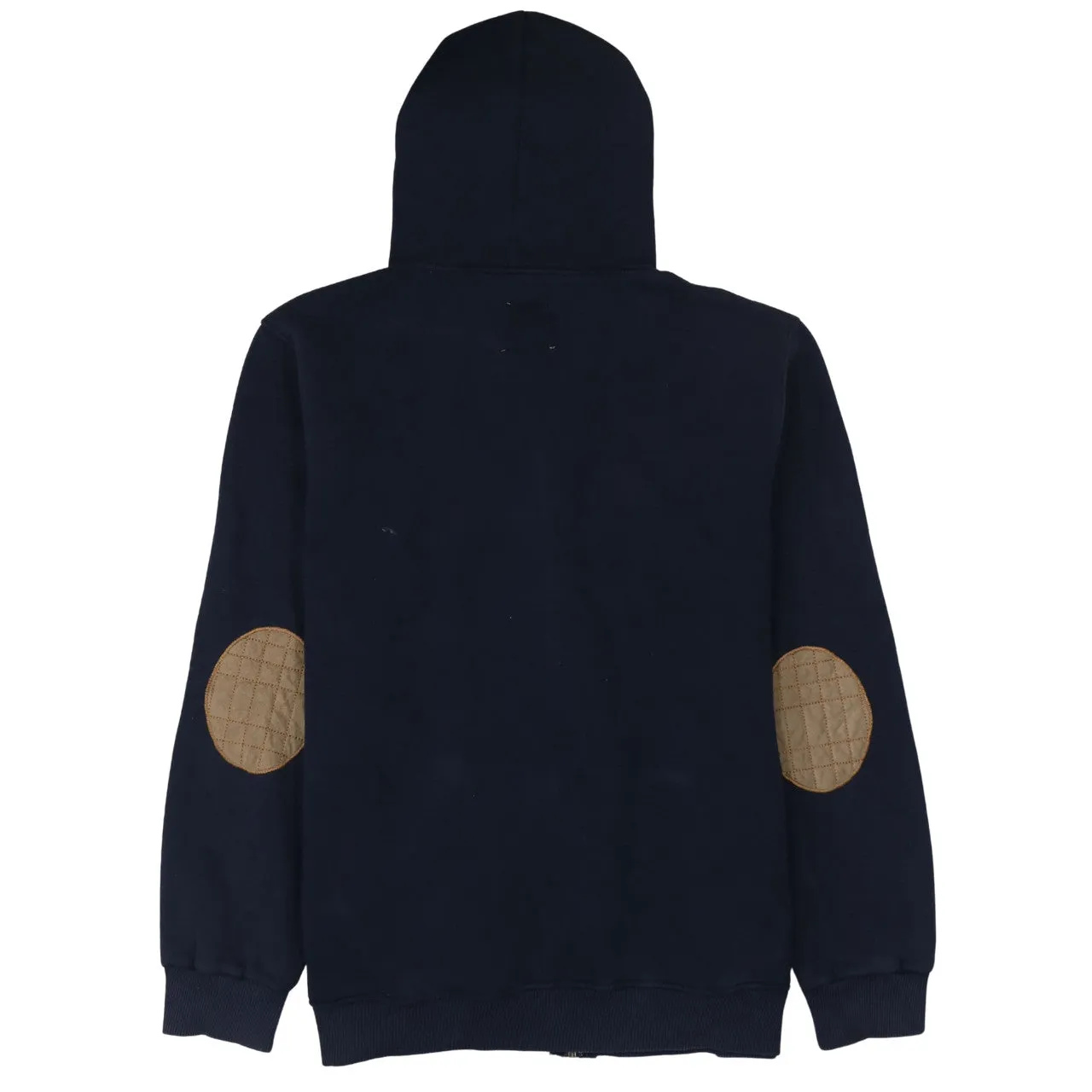 Adidas Navy Blue Full Zip Hoodie Women’s Large Trefoil Embroidered Logo Elbow Patch Sweatshirt sold by Vintage Club product image thumbnail 2
