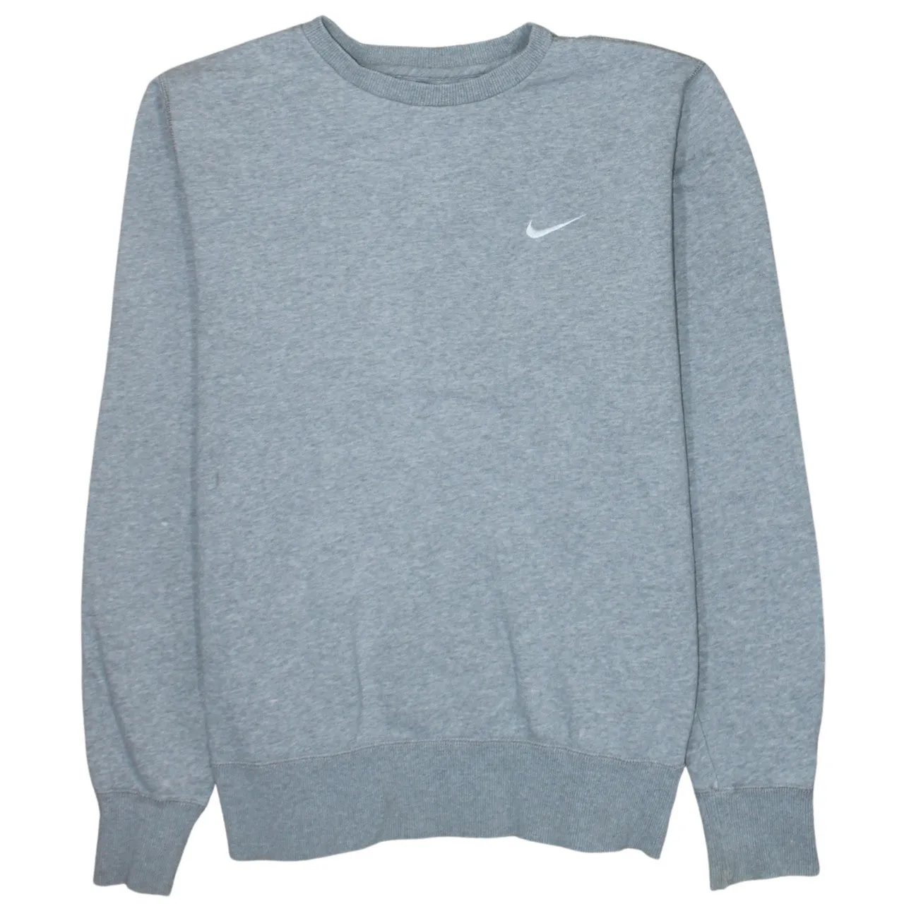 Nike Grey Sweatshirt Men's Medium Embroidered Swoosh Logo Ribbed Cuffs Crewneck Pullover sold by Vintage Club