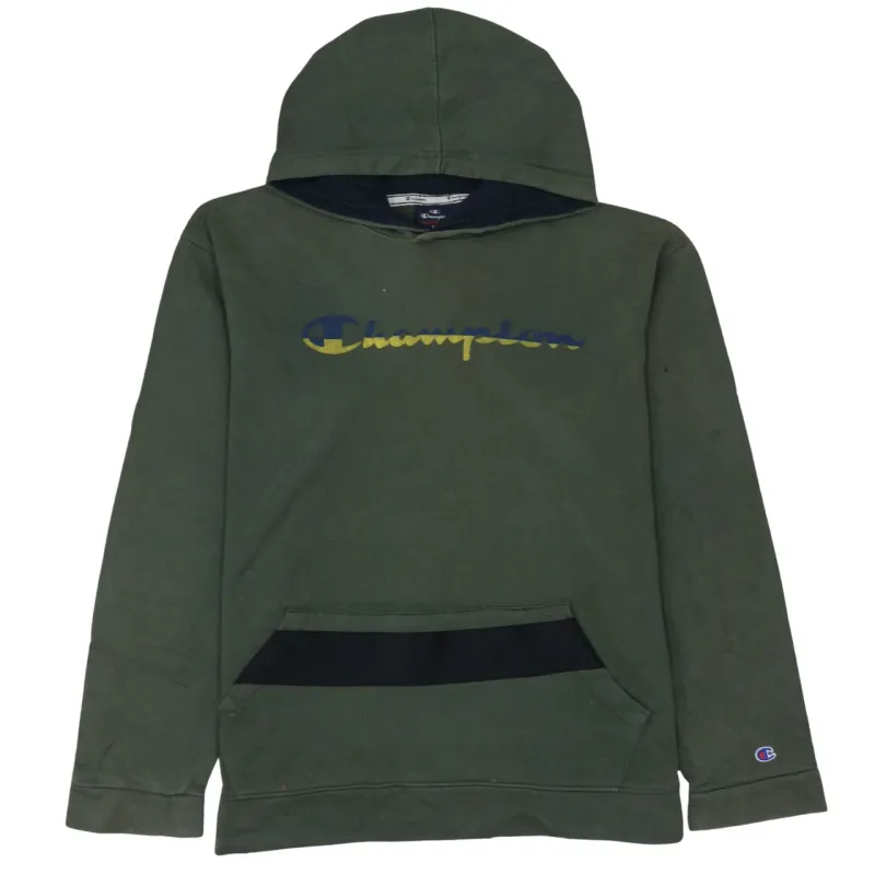 Champion Dark Green Hoodie Women’s XLarge Printed Logo Front Pocket Pullover Sweatshirt sold by Vintage Club