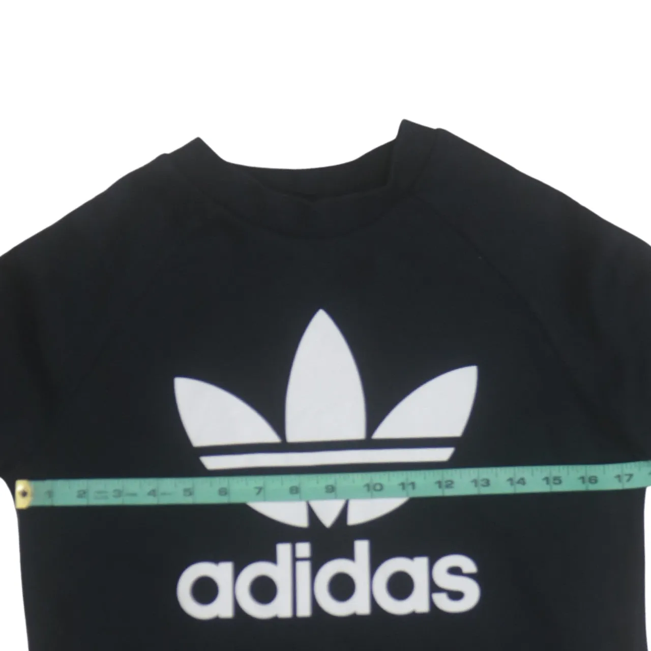 Adidas Black Sweatshirt Women’s Small Trefoil Printed Logo Crewneck Pullover Top sold by Vintage Club product image thumbnail 5