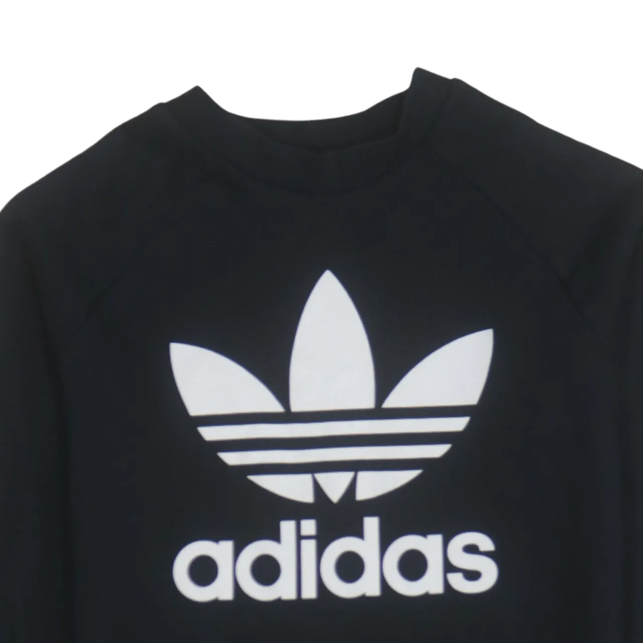 Adidas Black Sweatshirt Women’s Small Trefoil Printed Logo Crewneck Pullover Top sold by Vintage Club product image thumbnail 3