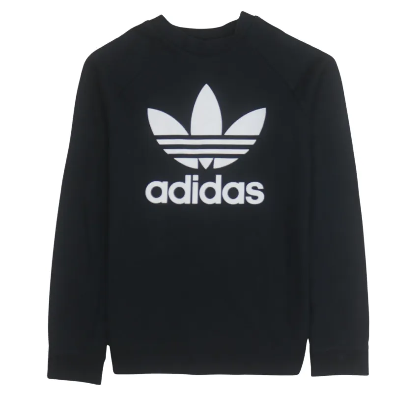 Adidas Black Sweatshirt Women’s Small Trefoil Printed Logo Crewneck Pullover Top sold by Vintage Club