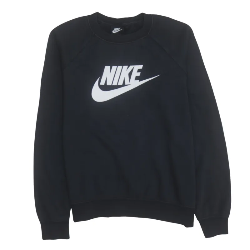 Nike Black Sweatshirt Men's Medium Printed Chest Logo Crewneck Pullover Fleece Top made by Nike