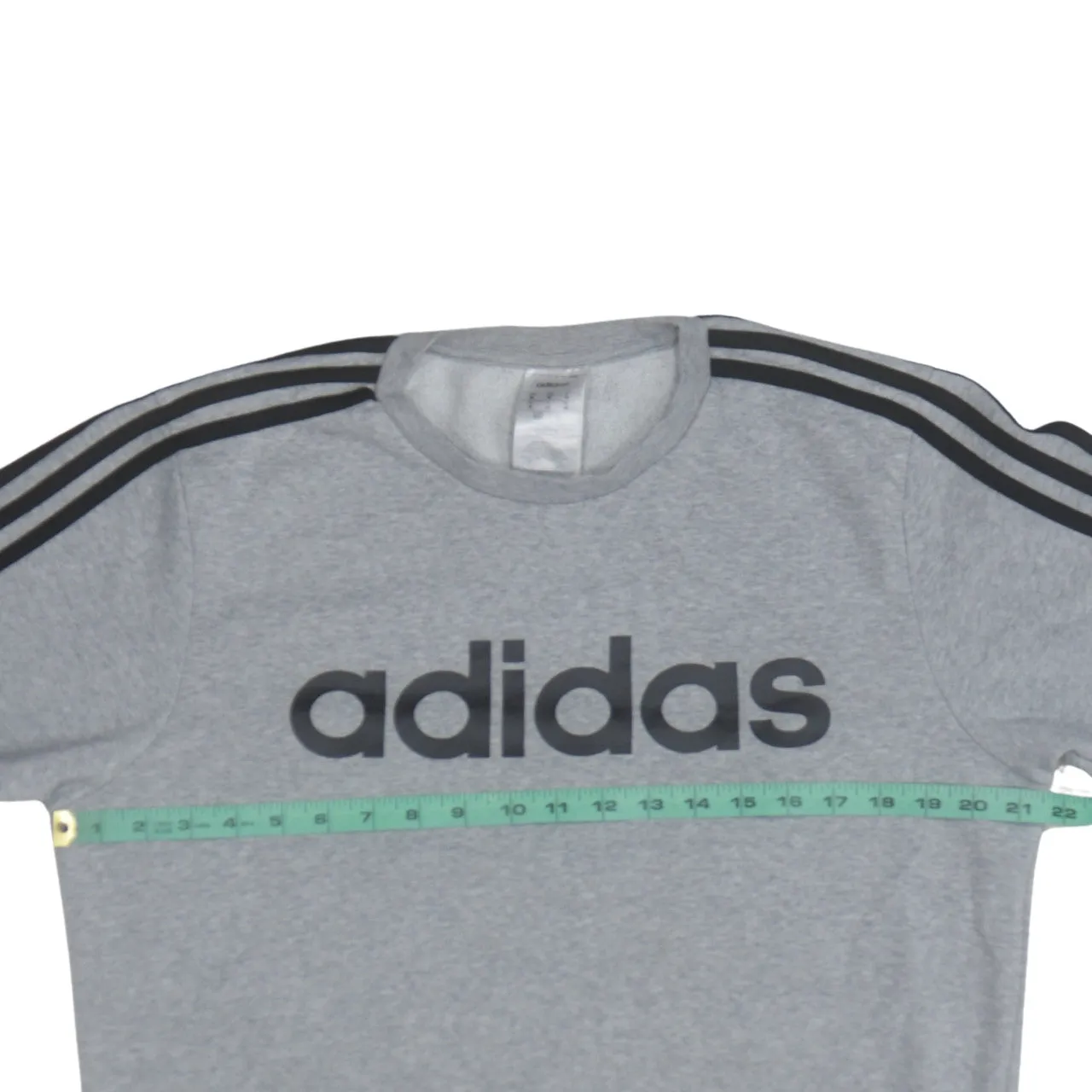Adidas Grey Sweatshirt Men's Medium Printed Logo Three Stripe Sleeves Pullover Top sold by Vintage Club product image thumbnail 5