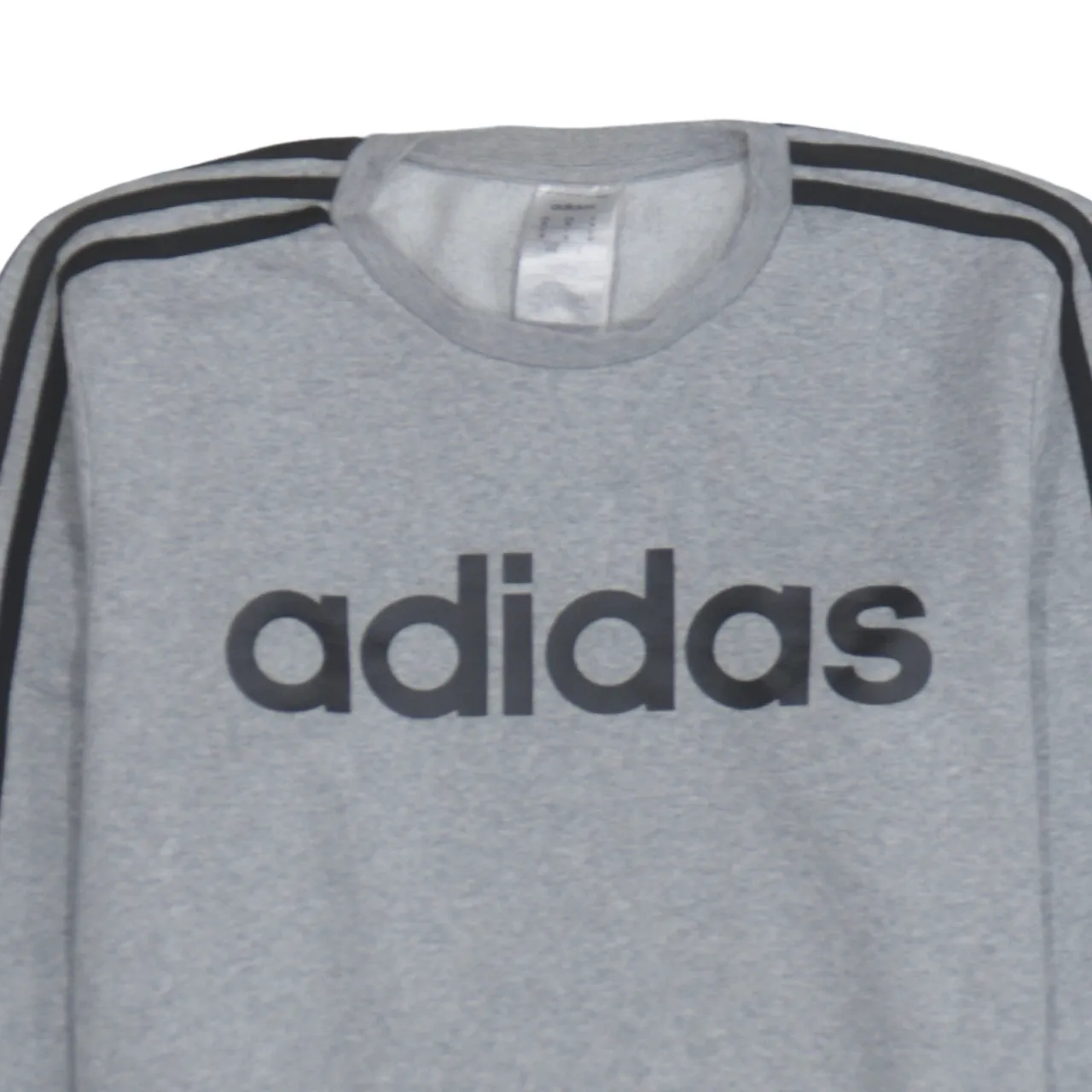 Adidas Grey Sweatshirt Men's Medium Printed Logo Three Stripe Sleeves Pullover Top sold by Vintage Club product image thumbnail 3