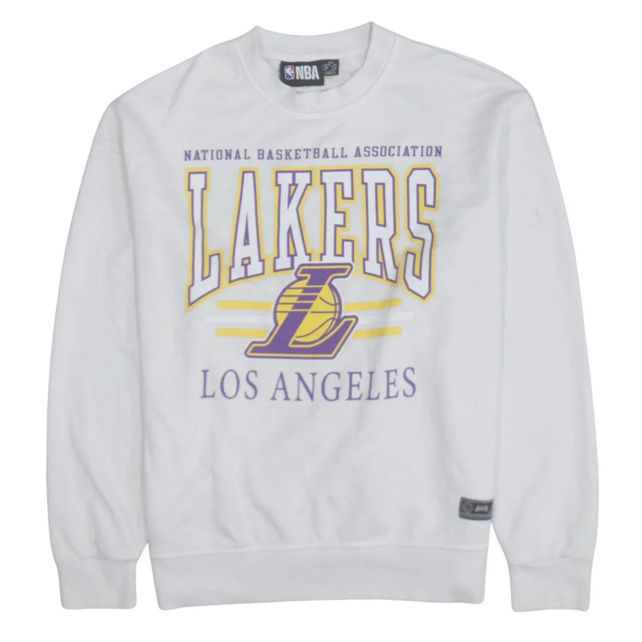 NBA White Lakers Sweatshirt Women’s XXSmall Printed Logo Crewneck Pullover Fleece Top sold by Vintage Club
